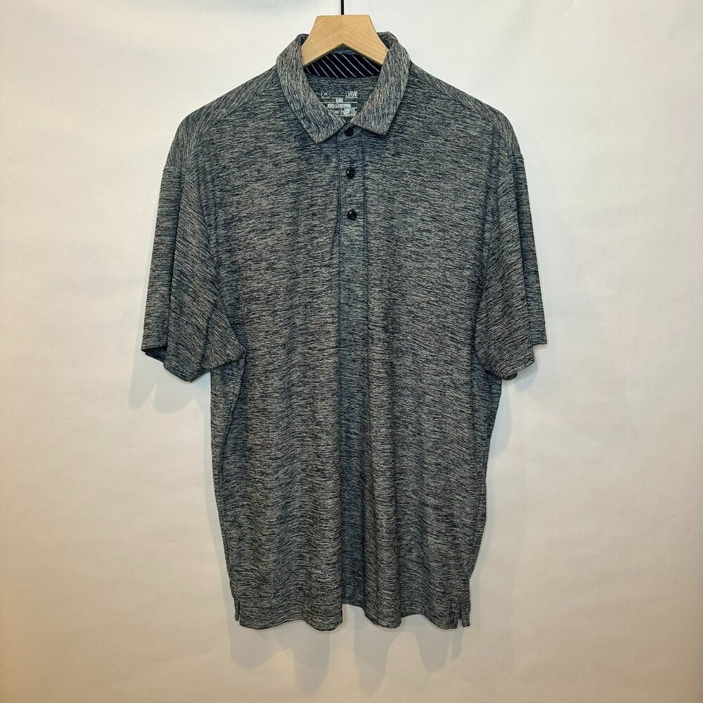 Under Armour loose fit heat gear golf performance polo Heather Navy L